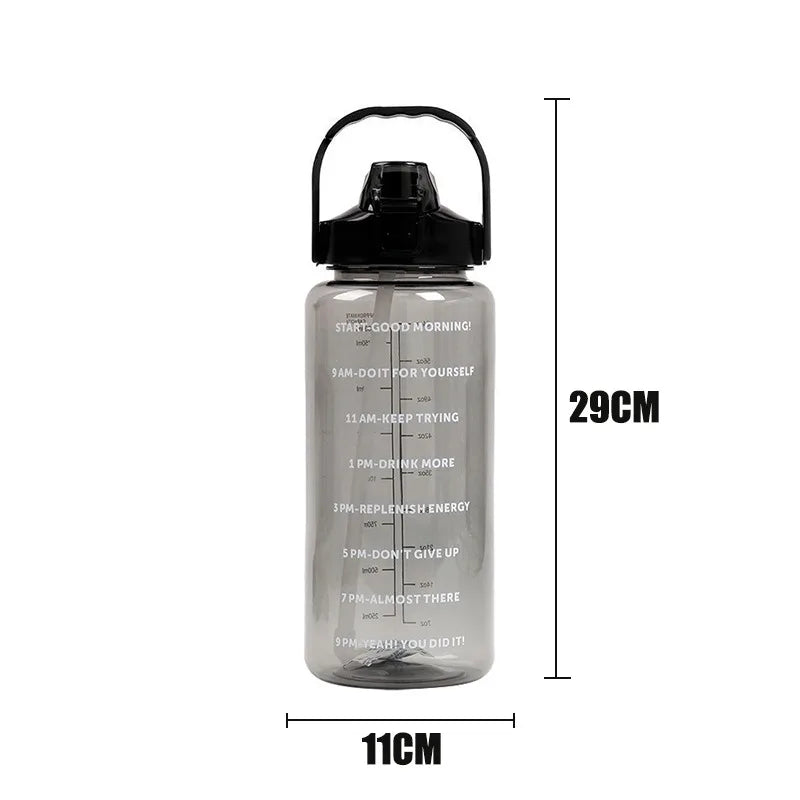 2 Litres Straw Plastic Water Bottle Large Portable Travel Bottle