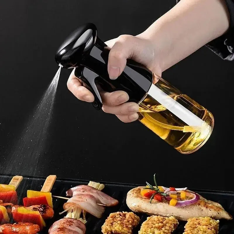 1pc Black/White Kitchen Spray Oil Dispenser | 200ml Pneumatic Spray Bottle