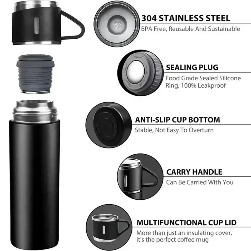 Stainless Steel Vacuum Insulated Bottle, Office Gift Set, Thermal Mug, 500ml