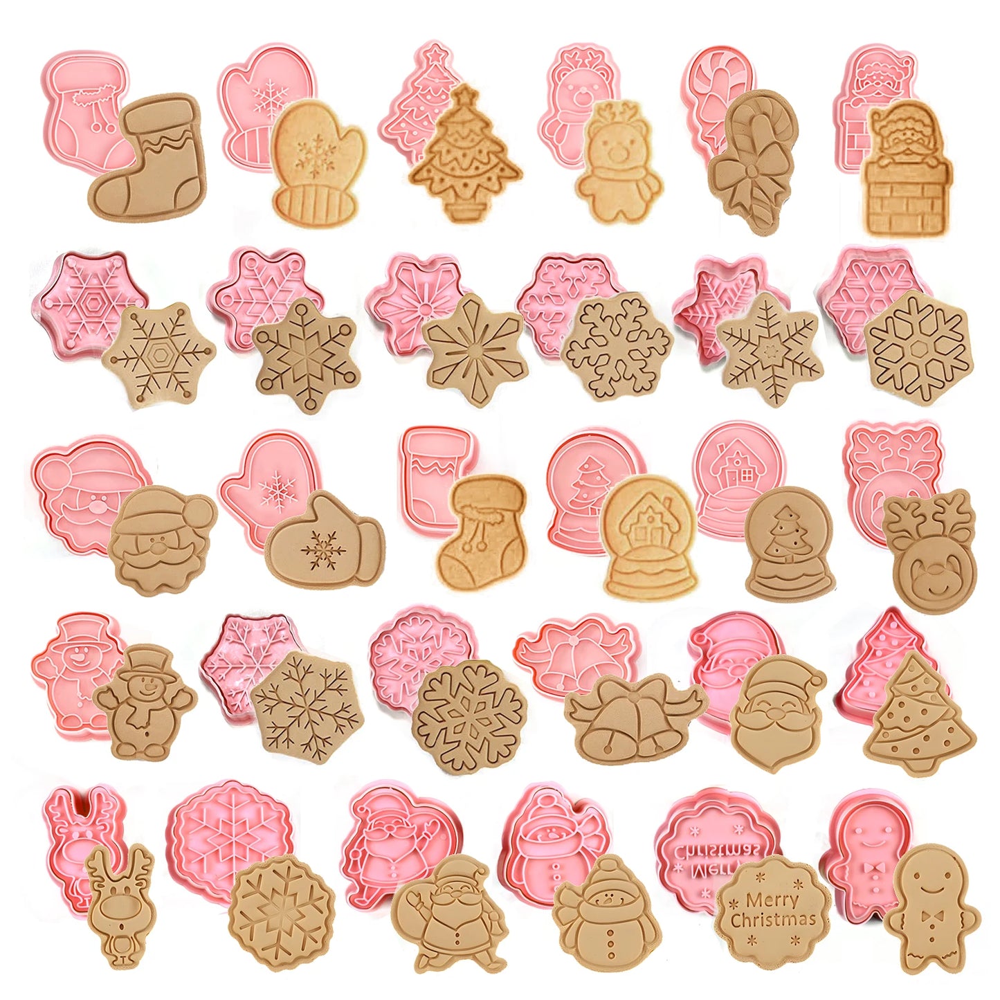 Cookies Cutter Christmas Dough Stamp Plastic 3D Cartoon Pressable Biscuit Mold Confectionery Baking Pastry Bakeware