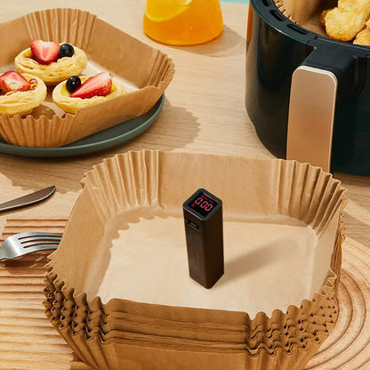 Disposable Airfryer Parchment Tray | 50 non-stick paper liners each set!