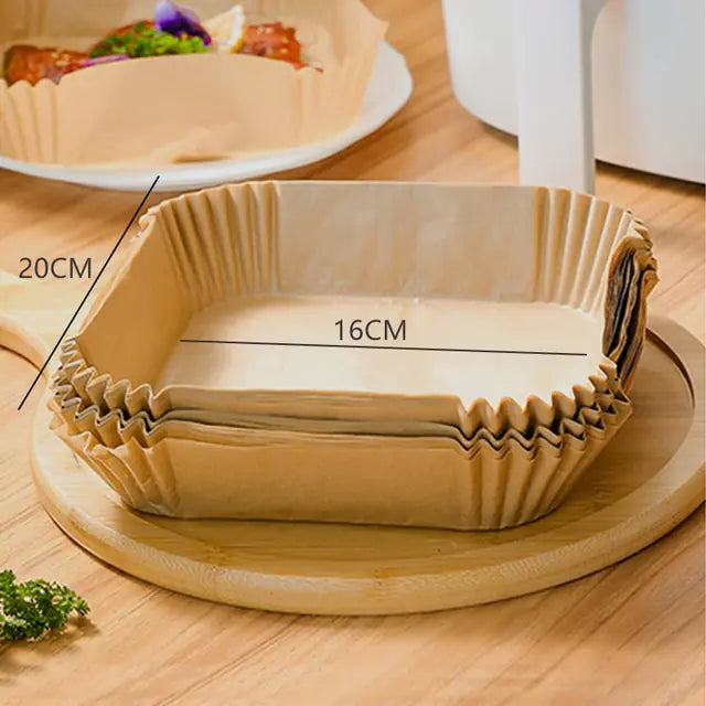 Disposable Airfryer Parchment Tray | 50 non-stick paper liners each set!